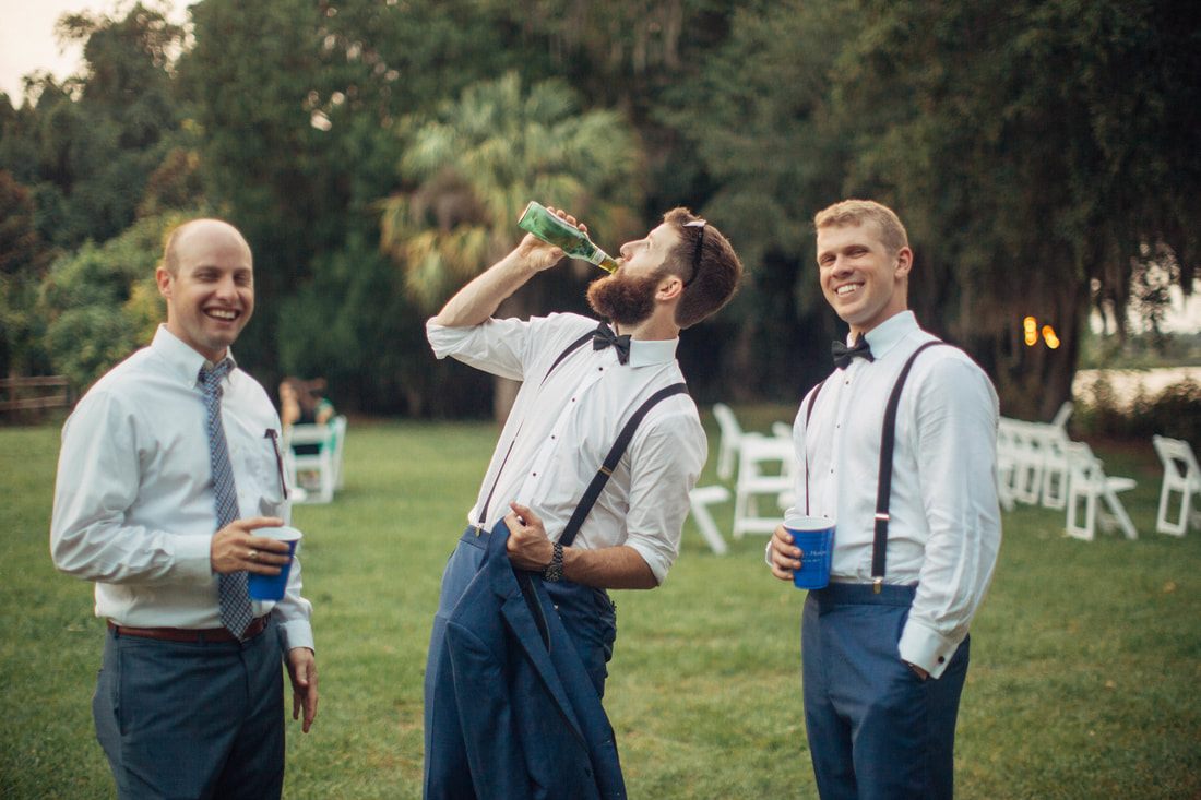 Groom's reaction as he sees his bride for the first time at Magnolia Plantation