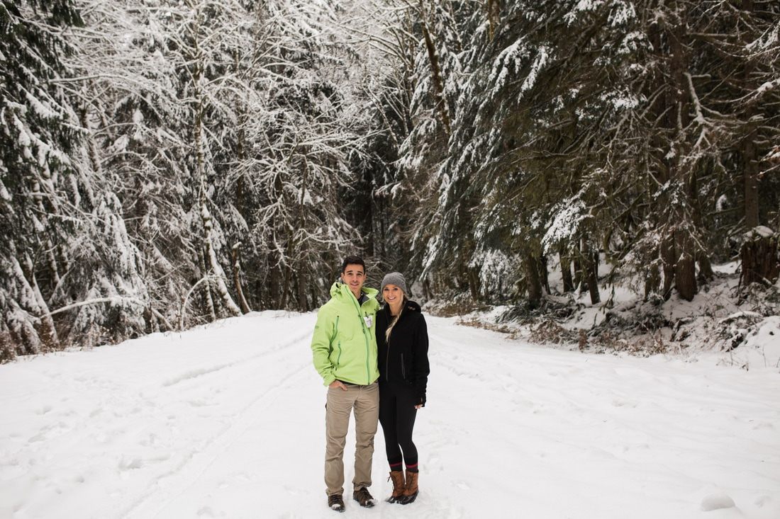 Winter landscape along the Goldmeyer Hot Springs trail in the PNW