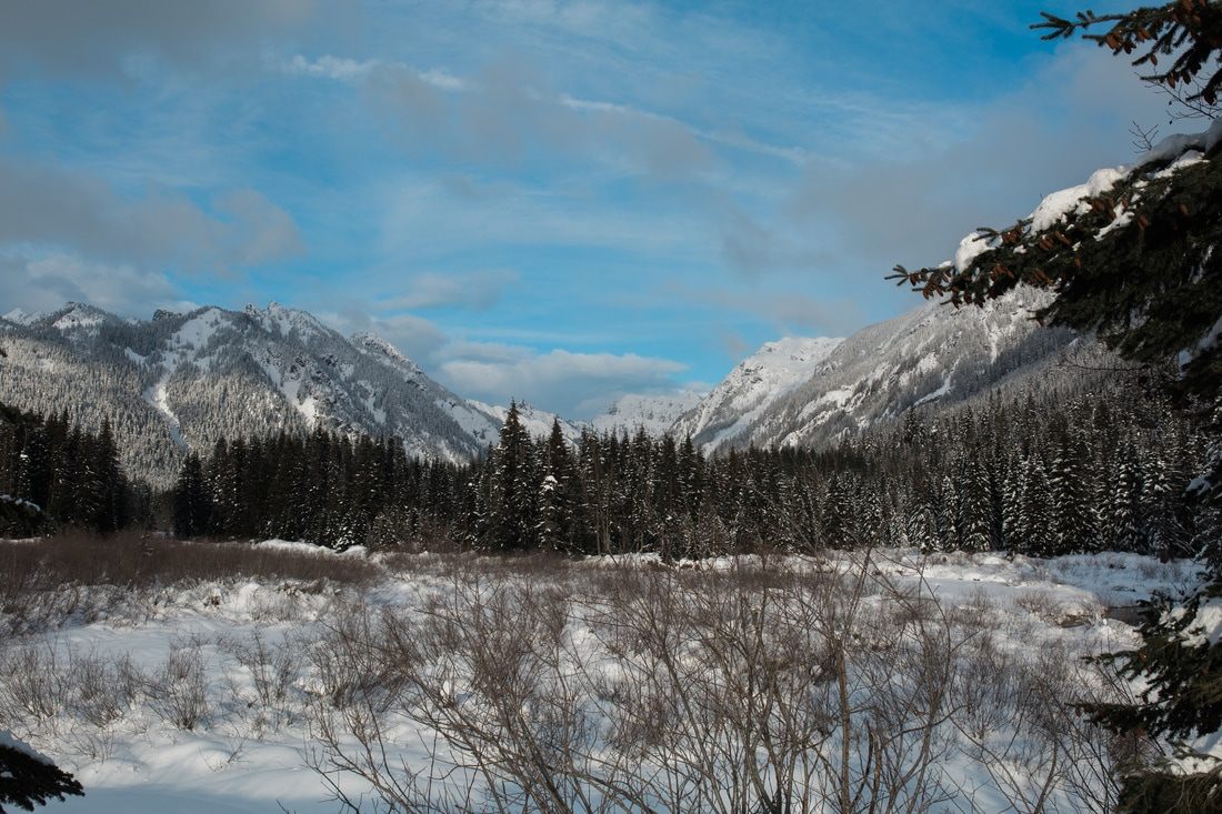 Natural hot springs near Snoqualmie, Washington, surrounded by snow