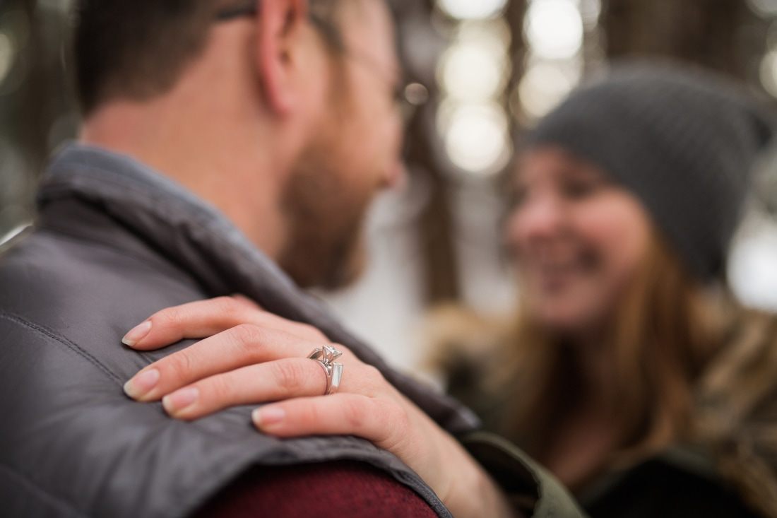 Engagement portrait at Gold Creek near Snoqualmie Pass, Washington