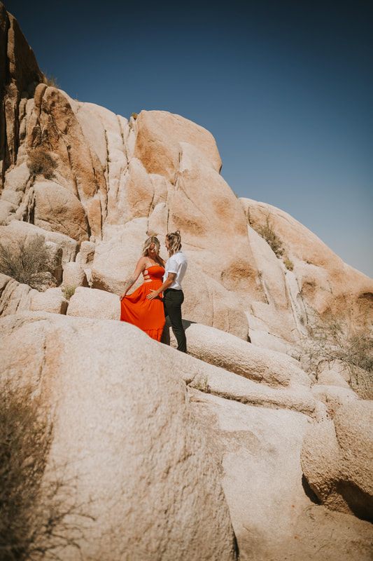 Ciarra and AJ share an embrace during their Joshua Tree post-nuptial photoshoot.