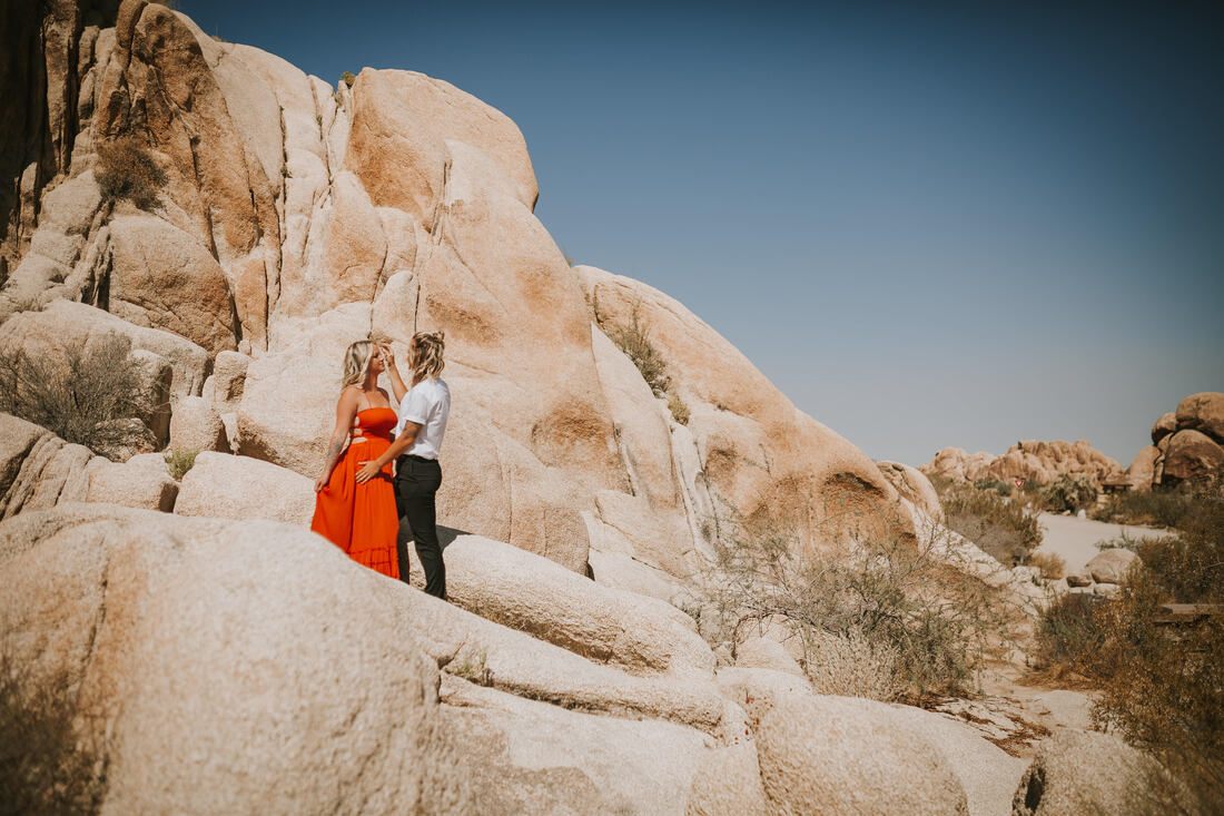 Ciarra and AJ share a laugh during a candid moment in Joshua Tree.