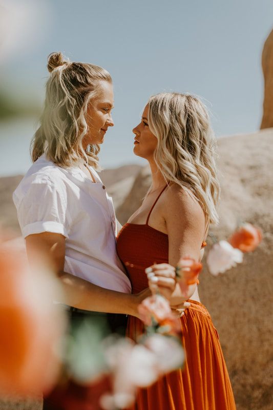 Ciarra and AJ share a laugh during a candid moment in Joshua Tree.