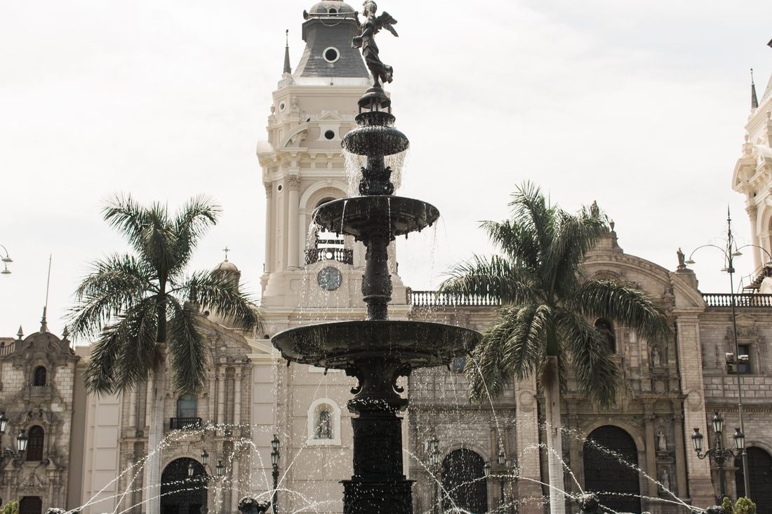 Church or plaza detail in Lima's colonial Historic District