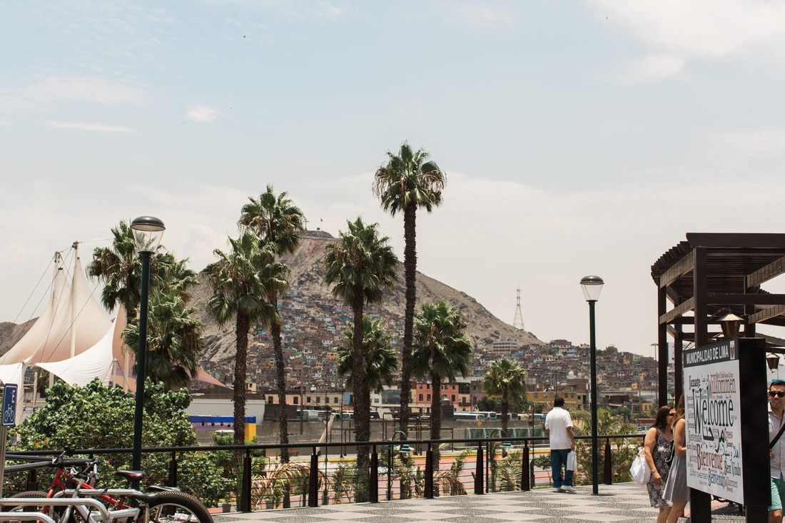 Travel photo capturing the contrast of old and new Lima