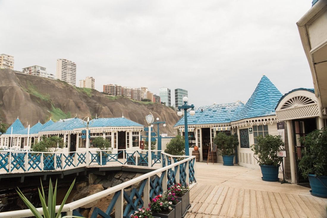 Restaurant and market scene in Miraflores, Lima