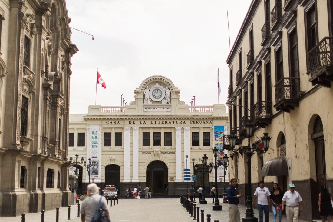 Wide view of Lima's historic city center architecture