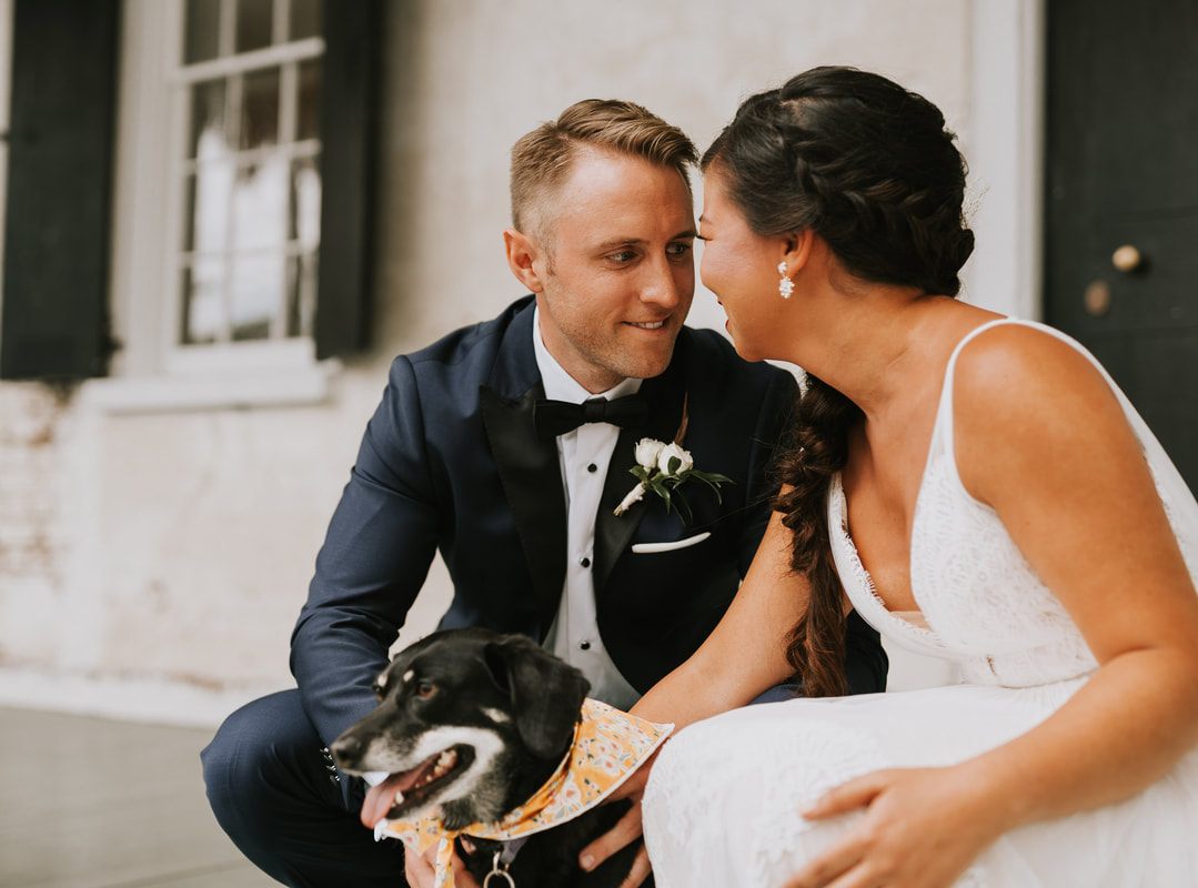 Wedding toast and celebration among friends at the Magnolia Plantation reception