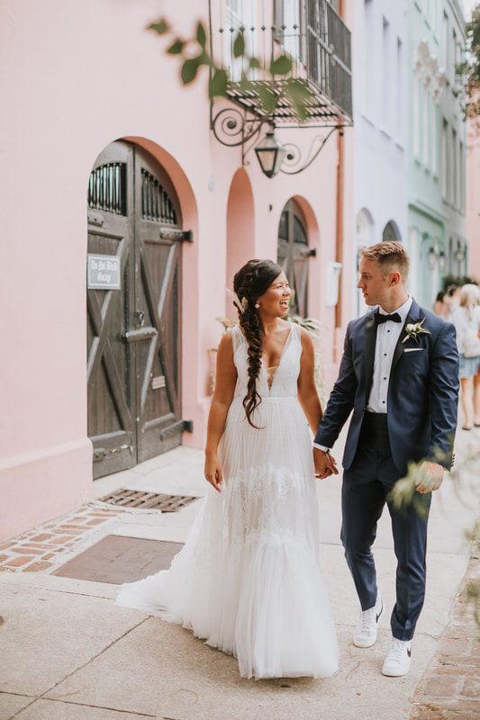 First dance moment between the newlyweds at their Charleston wedding