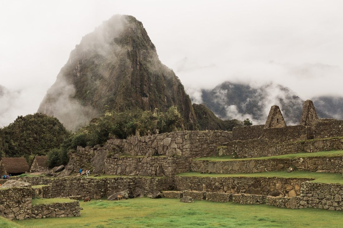 Panoramic valley view from a lookout point above Machu Picchu
