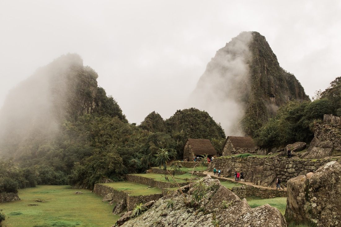Layered mountain peaks surrounding the Machu Picchu archaeological site