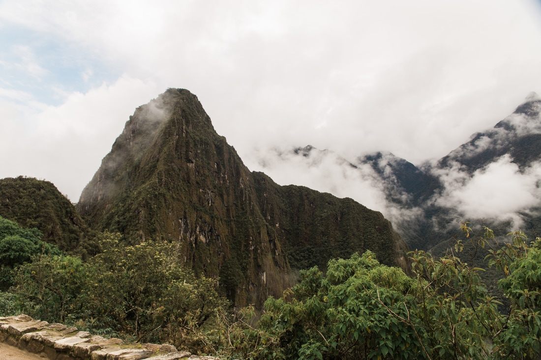 Mist clinging to the peaks above the Machu Picchu citadel