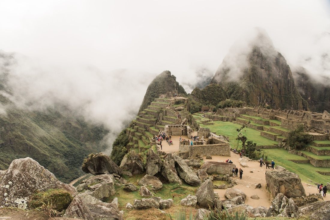 Ruins and terraces stretching across the Machu Picchu hillside