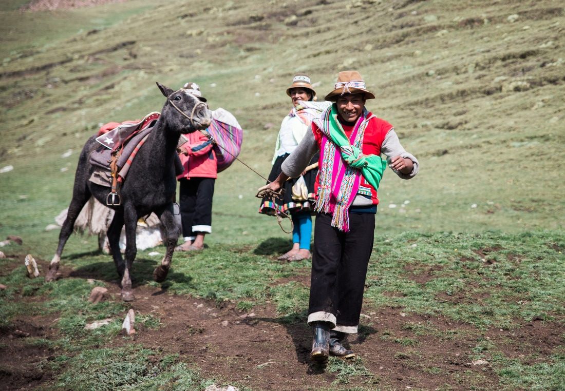High-altitude Andean landscape near Cusco, Peru, along the Rainbow Mountain hike