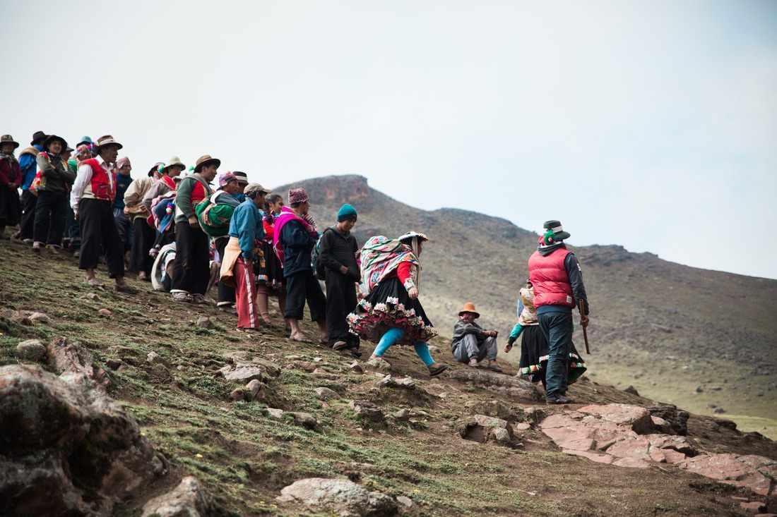 High-altitude Andean landscape near Cusco, Peru, along the Rainbow Mountain hike