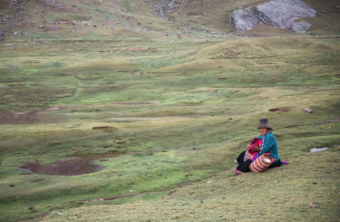 High-altitude Andean landscape near Cusco, Peru, along the Rainbow Mountain hike