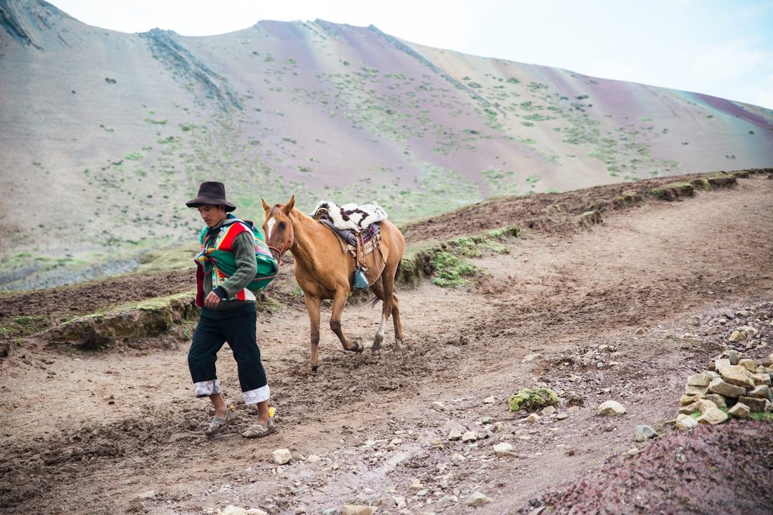 High-altitude Andean landscape near Cusco, Peru, along the Rainbow Mountain hike
