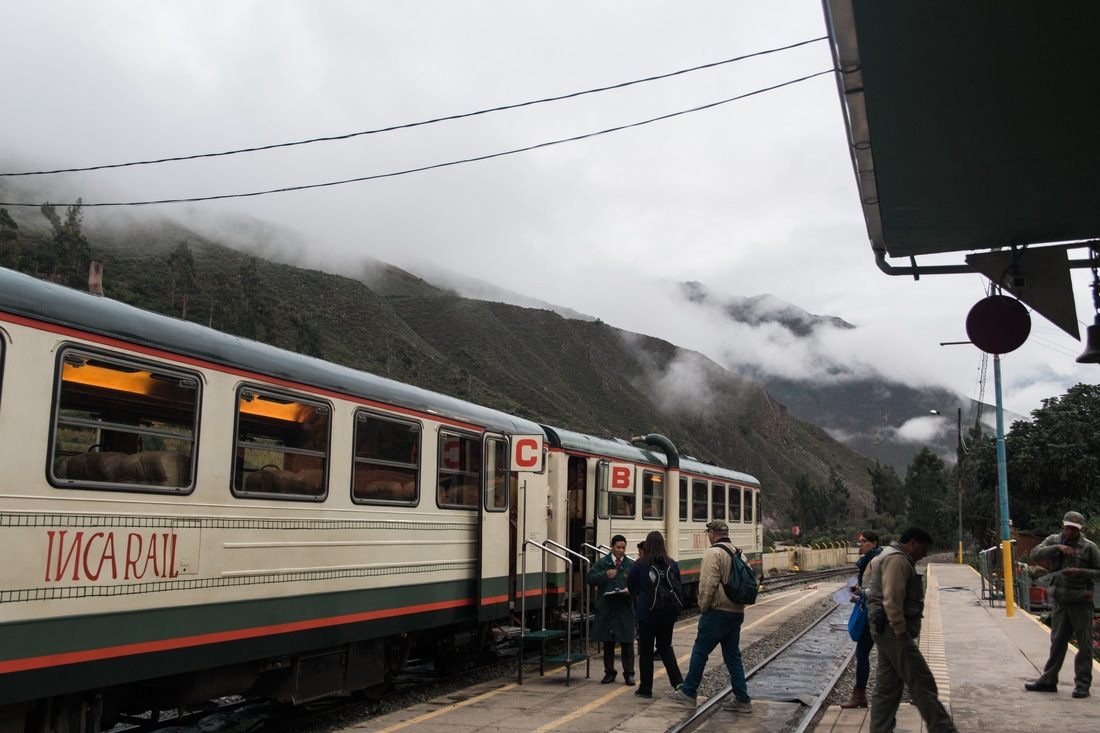 Scenic train journey from the Sacred Valley toward Aguas Calientes, Peru