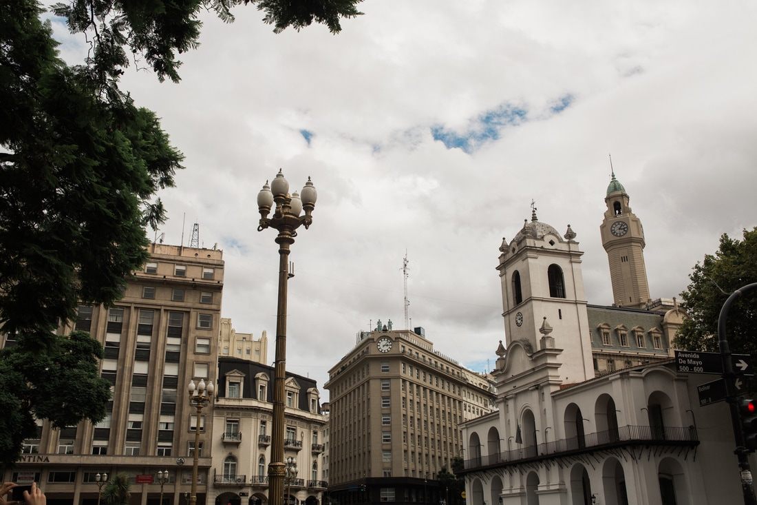 Photo of a local cafe with outdoor tables in Buenos Aires, Argentina