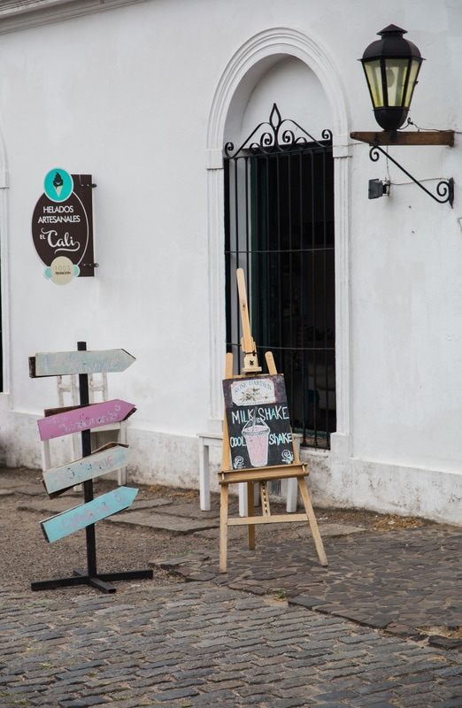 Cobblestone streets and old stone walls in Colonia's historic quarter