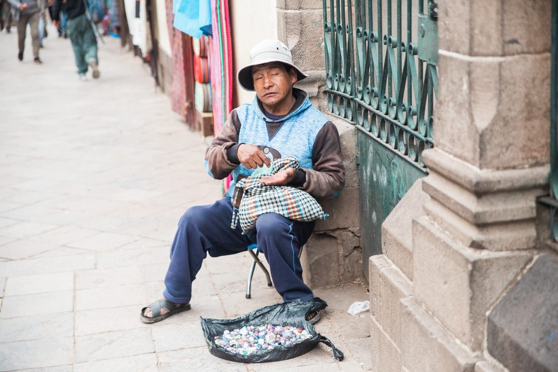 Photo of a quiet alley in the historic center in Cusco, Peru