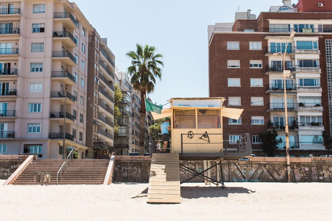 City streets and architecture in Montevideo, Uruguay