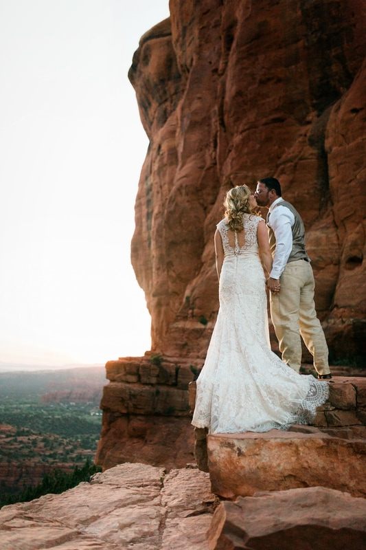 Kristi and Brian exchanging vows during their Sedona wedding ceremony
