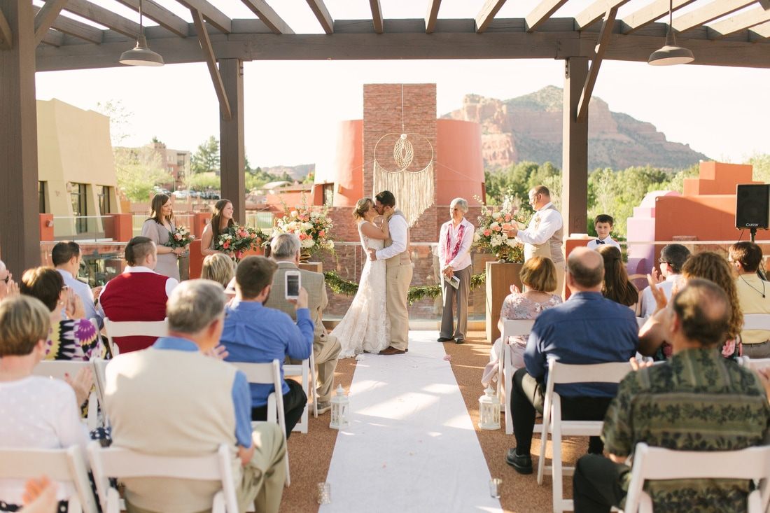 Kristi and Brian exchanging vows during their Sedona wedding ceremony