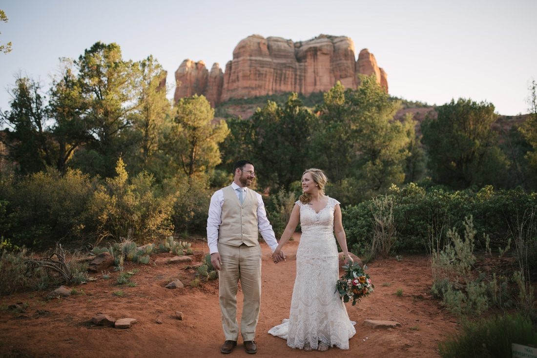 Kristi and Brian exchanging vows during their Sedona wedding ceremony