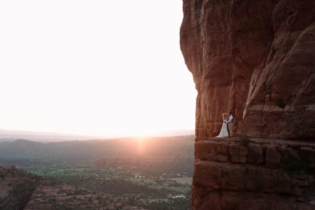 Kristi and Brian exchanging vows during their Sedona wedding ceremony