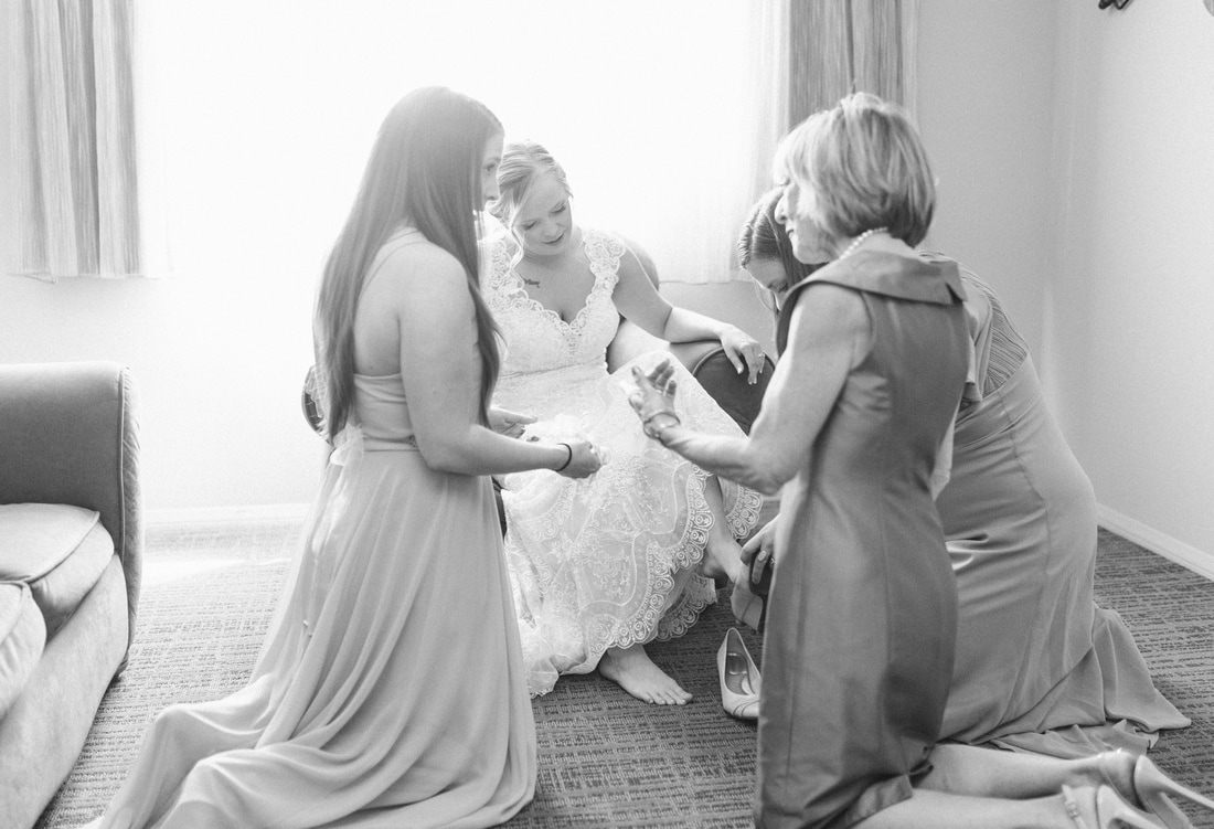 Candid moment with family and friends at Kristi and Brian's Sedona wedding