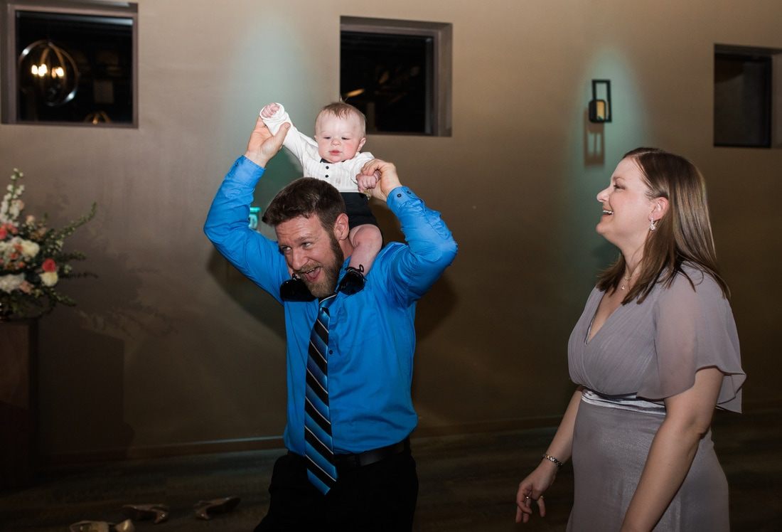 Candid moment with family and friends at Kristi and Brian's Sedona wedding