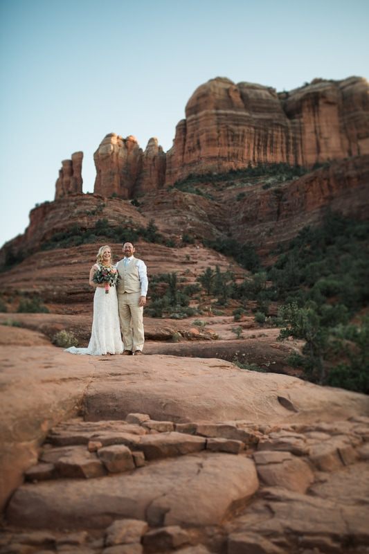Candid moment with family and friends at Kristi and Brian's Sedona wedding