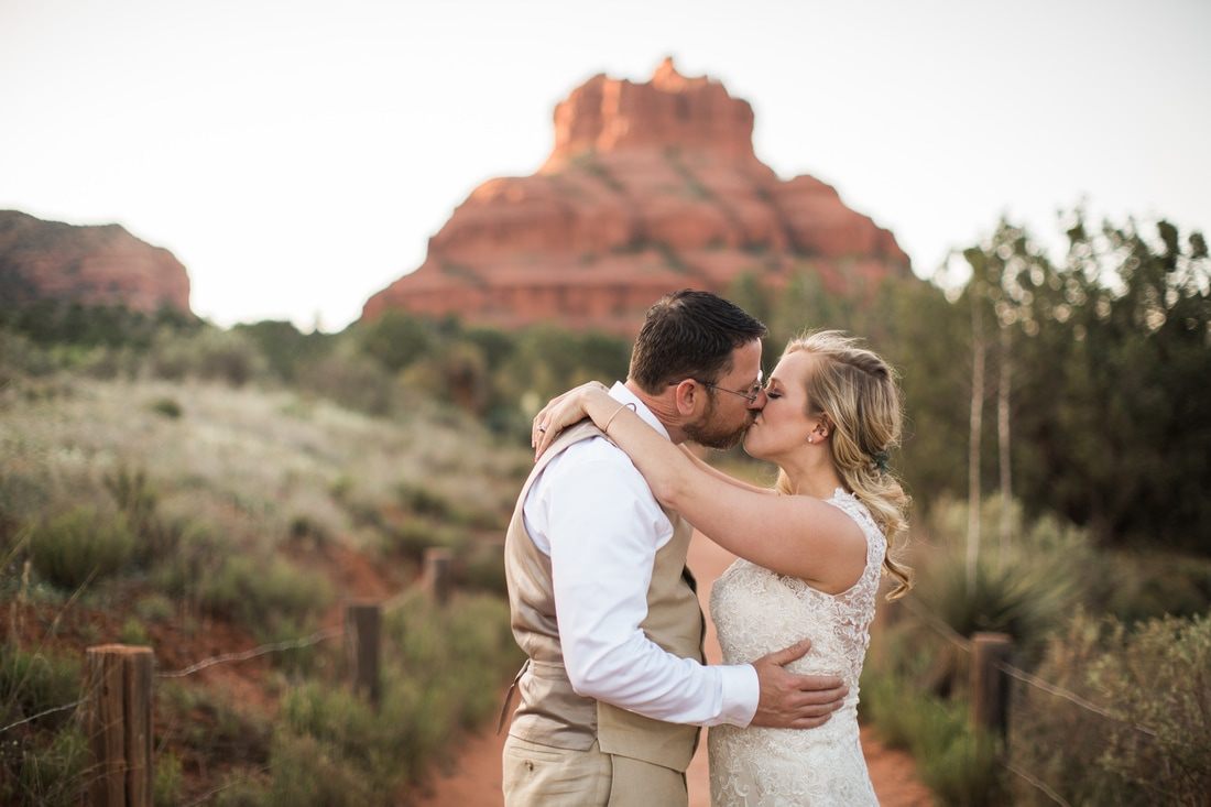 Getting-ready portrait before Kristi and Brian's Sedona wedding
