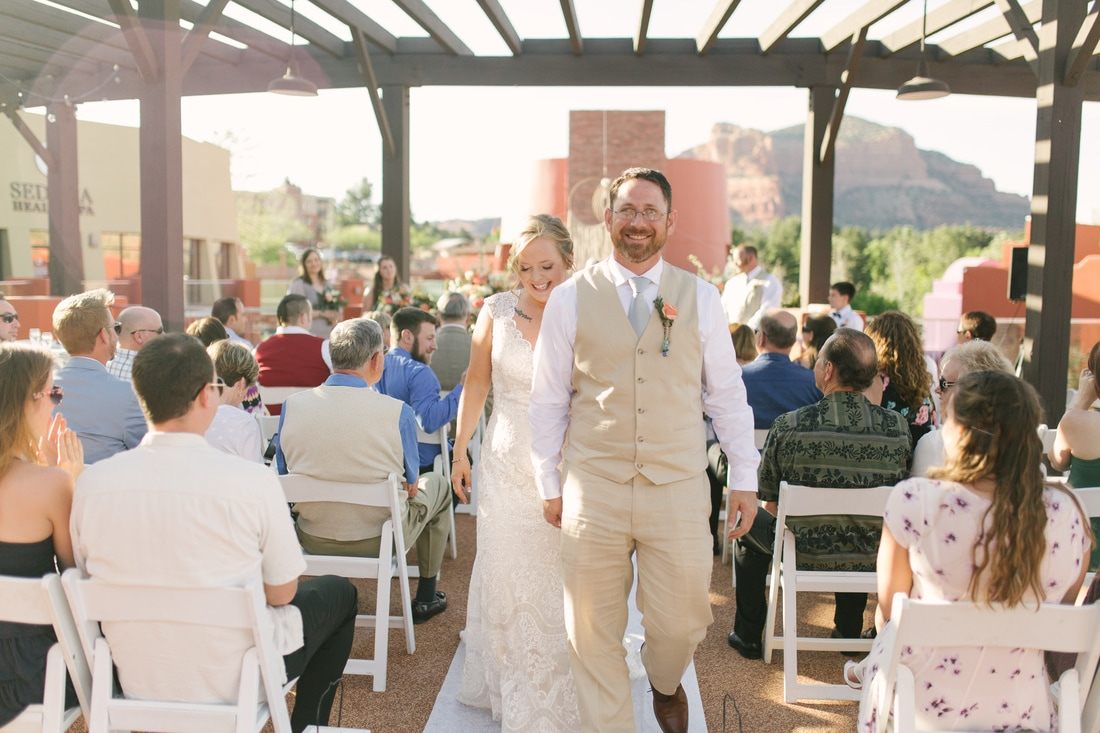 Bride and groom portrait among Sedona's red rock formations