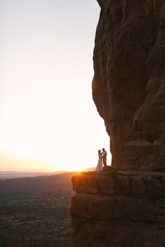 Bride and groom portrait among Sedona's red rock formations