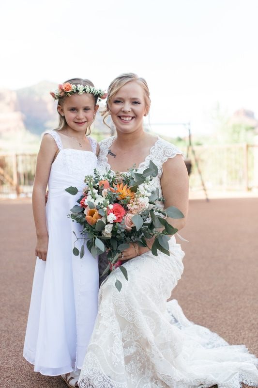 Wedding portrait set against Sedona's iconic red rock landscape
