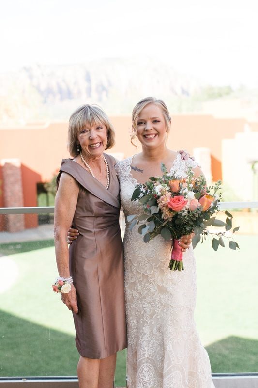 Wedding portrait set against Sedona's iconic red rock landscape