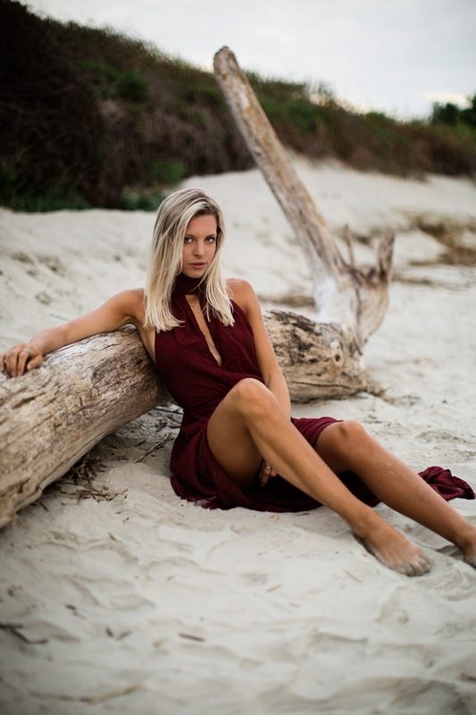 Audrey Smoak posed among the sand dunes at Sullivan's Island