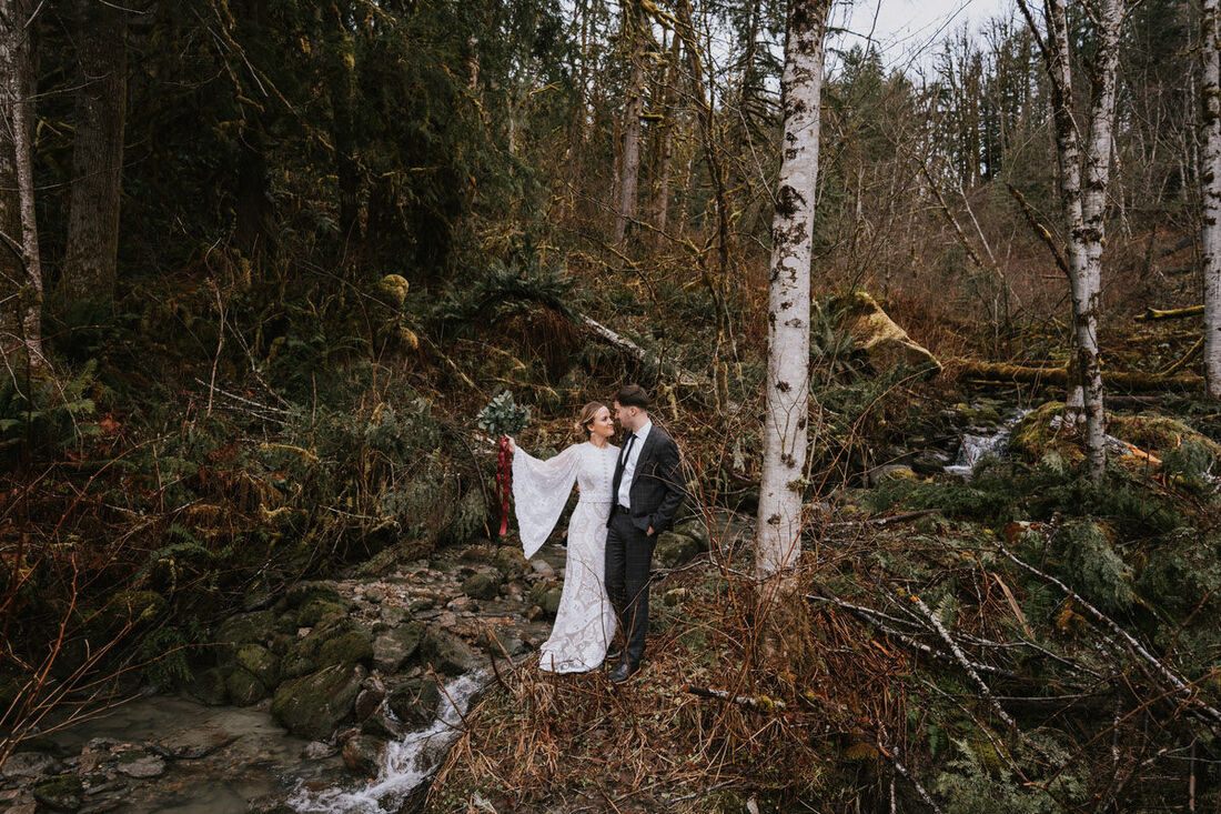 Detail shot of the rustic wood cabin interior styled for the elopement.