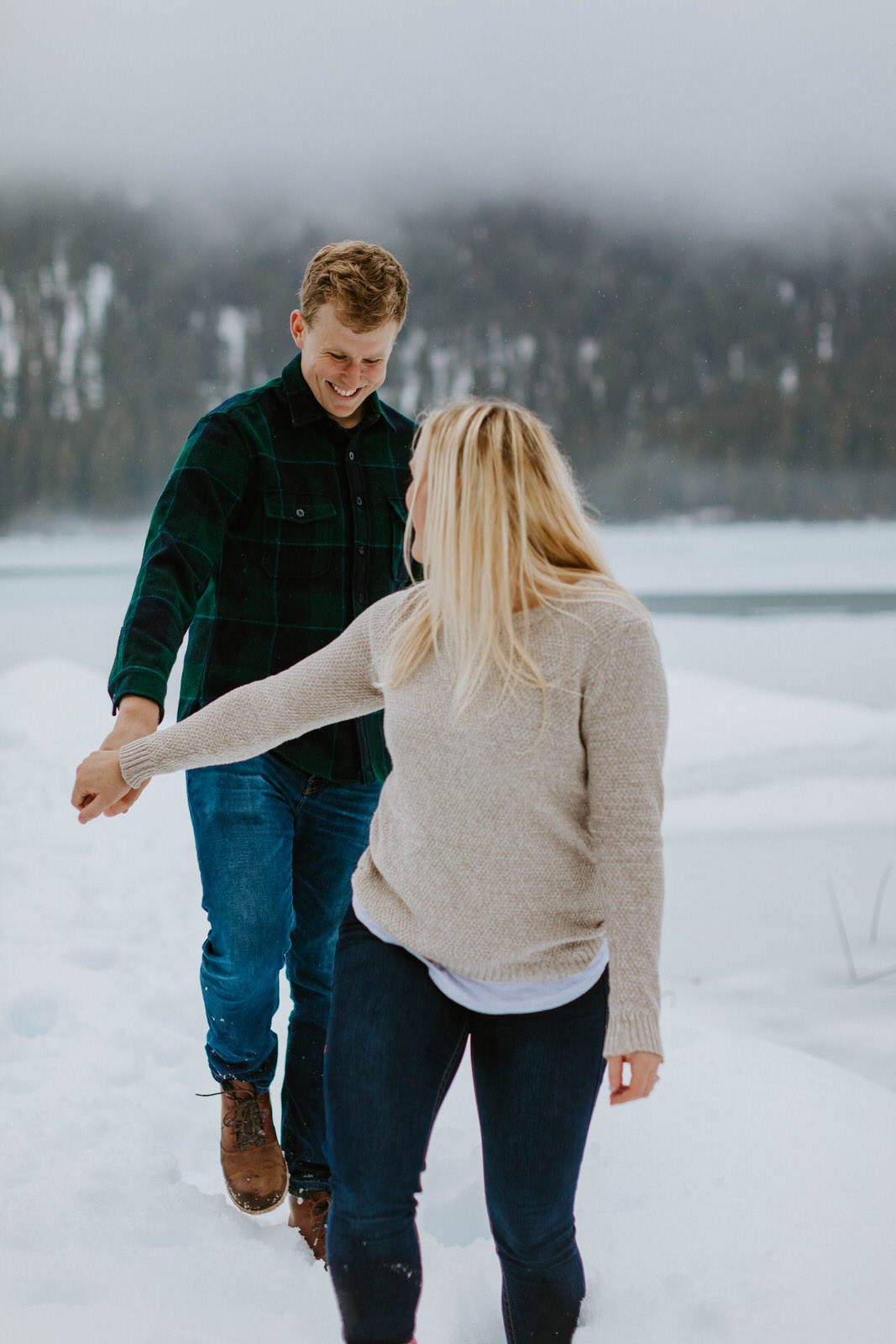 Close-up portrait of a couple smiling together outdoors