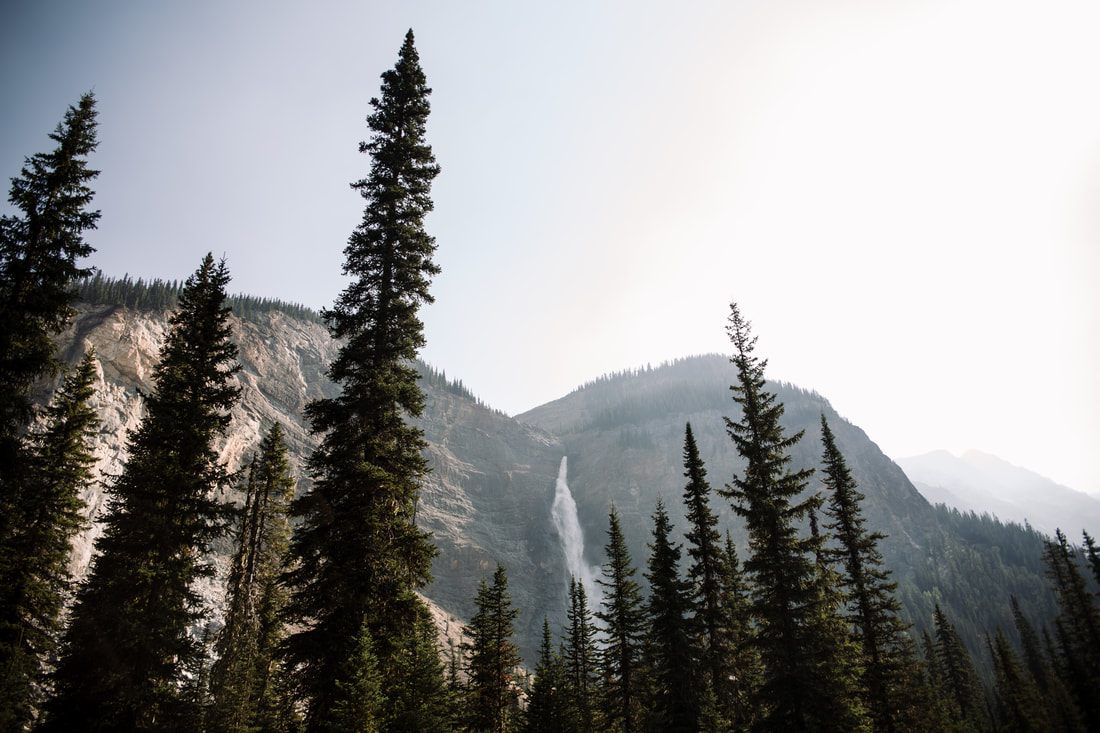 Summer road trip views along a mountain highway in Banff National Park