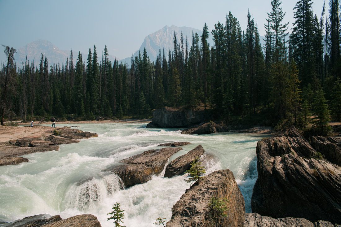 Summer road trip views along a mountain highway in Banff National Park