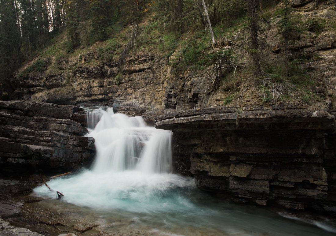 Summer road trip views along a mountain highway in Banff National Park
