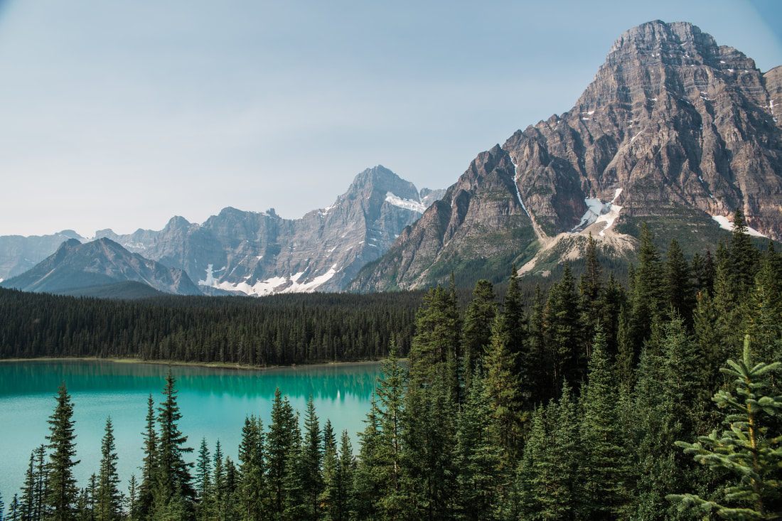 Mountain valley views from a scenic overlook in Banff National Park