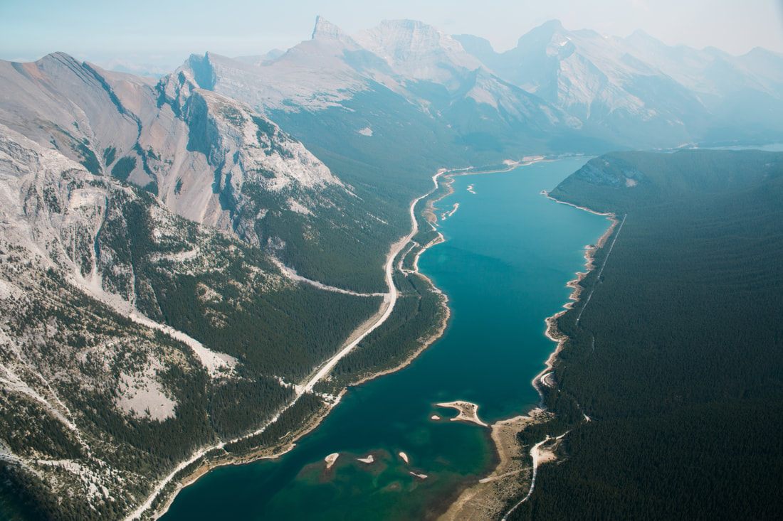 Mountain valley views from a scenic overlook in Banff National Park