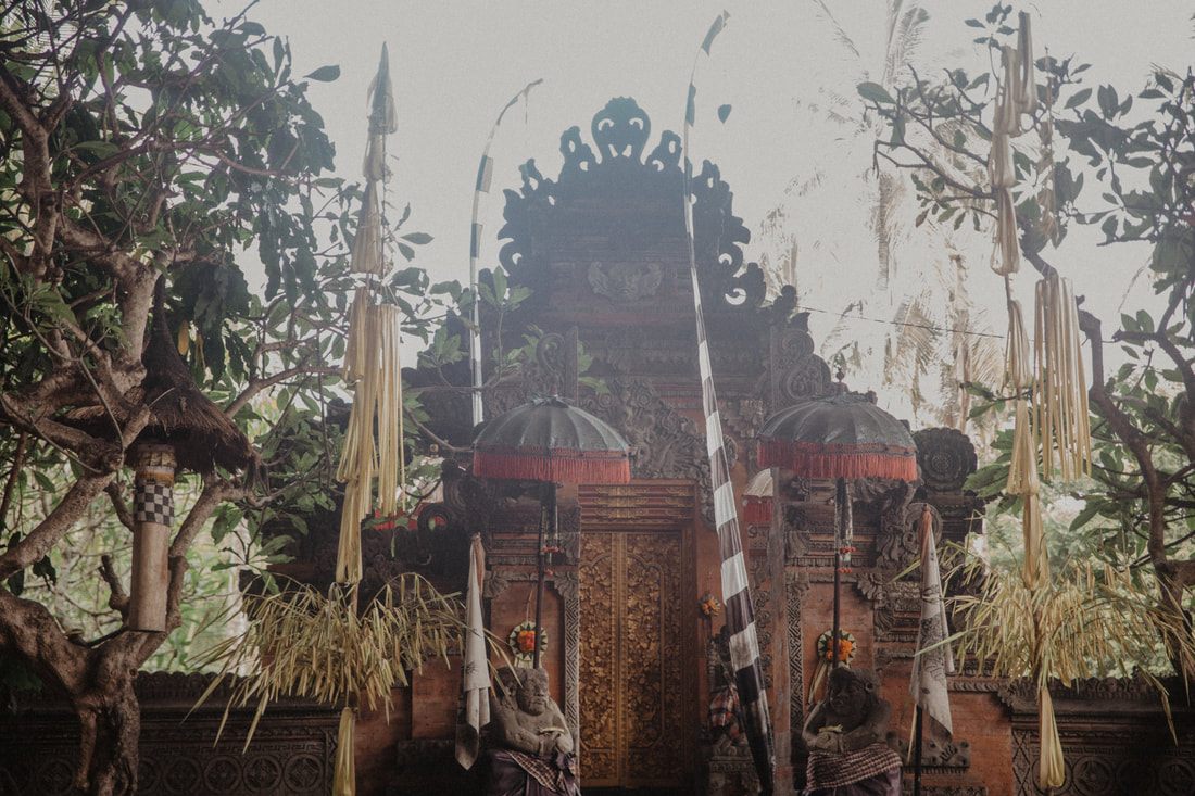 Traditional coffee plantation in Bali showing the roasting process