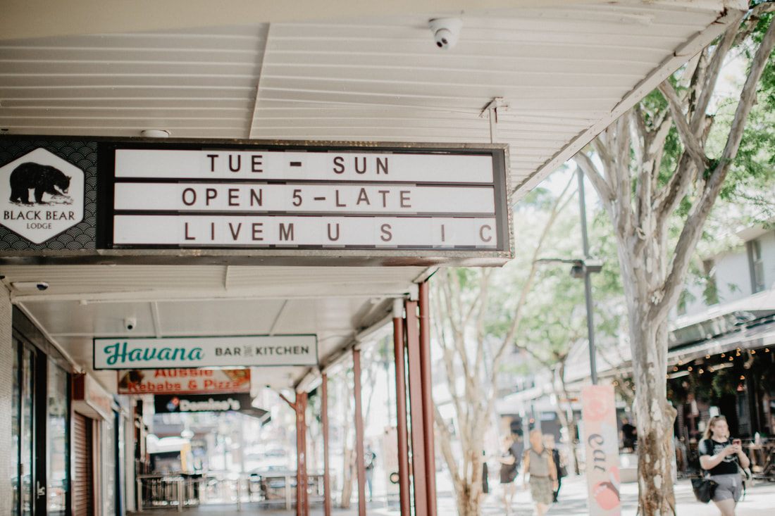 Photo of a quiet laneway lined with small boutique shops in Brisbane, Queensland, Australia