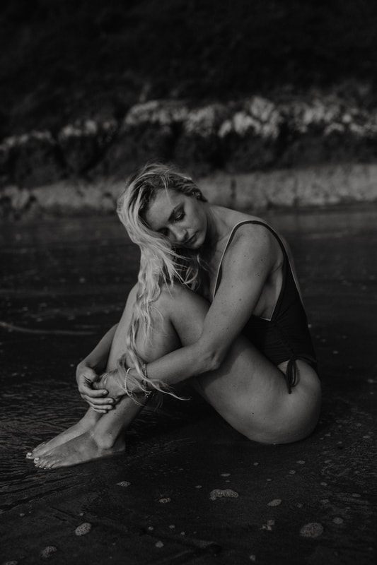 A candid swimwear portrait shot by Pat Black on Waiheke Island near Auckland