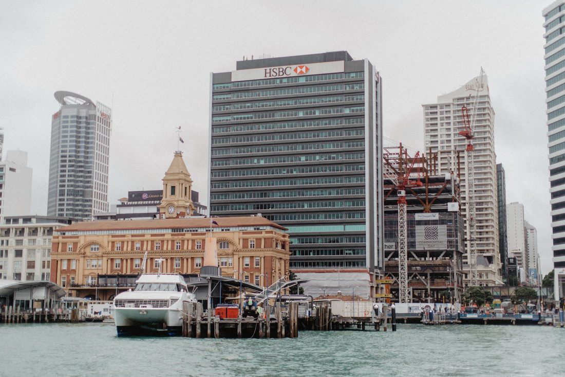 Boats docked in Auckland Harbor, New Zealand